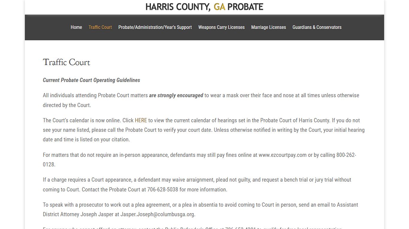 Traffic Court | Harris County, GA Probate Court